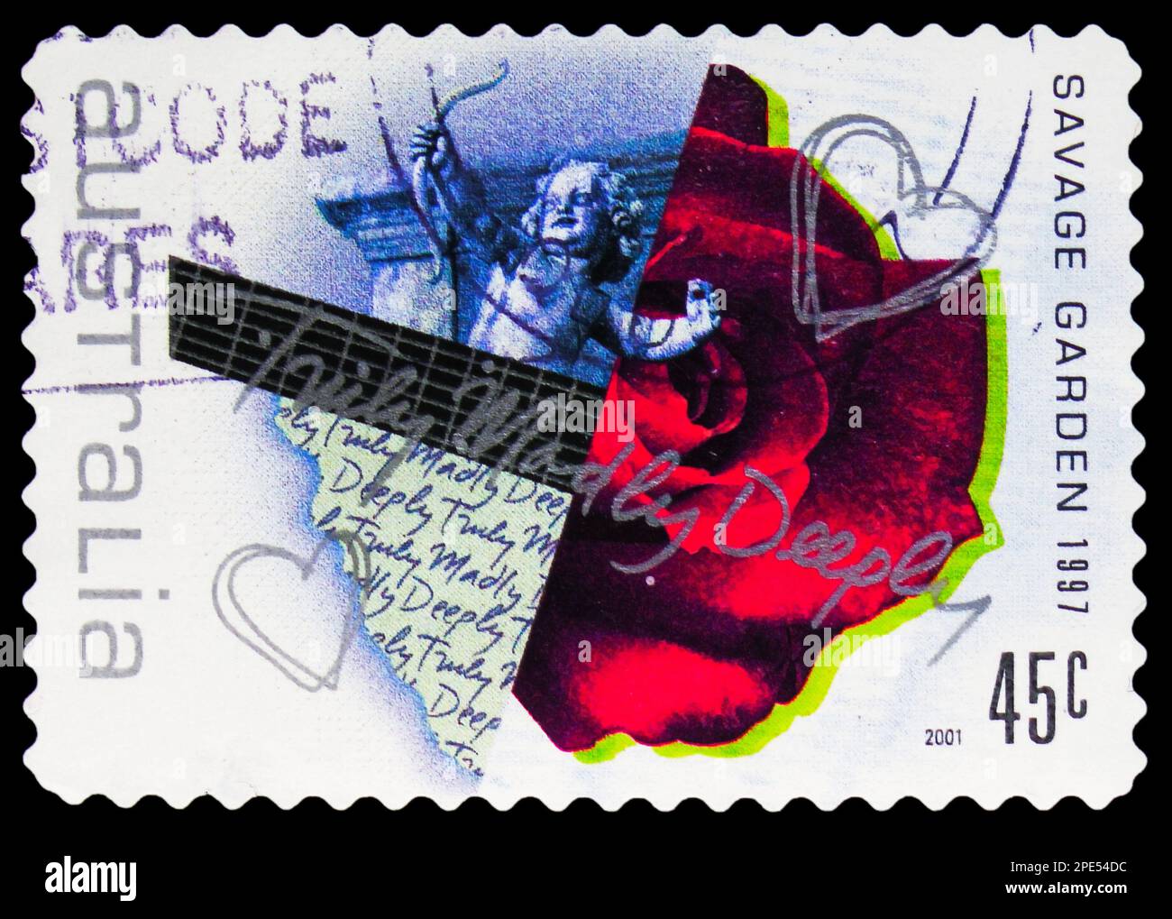 MOSCOU, RUSSIE - 17 FÉVRIER 2023 : timbre-poste imprimé en Australie, montre « Truly, Madly, profonde » (Savage Garden), 1997, Rock and Pop Music serie, c Banque D'Images