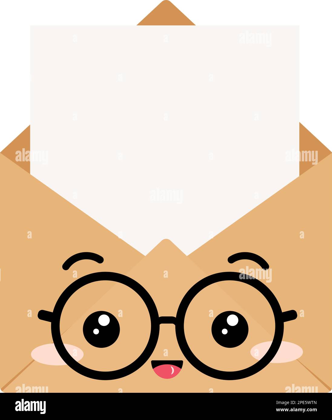 Jolie enveloppe kraft avec lettre lunettes Happy caractère vecteur clip art Illustration de Vecteur