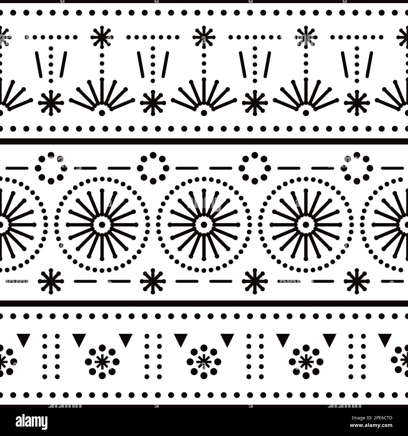Motif vectoriel minimaliste sans couture avec points, lignes et fleurs, décoration décorative noire et blanche Illustration de Vecteur