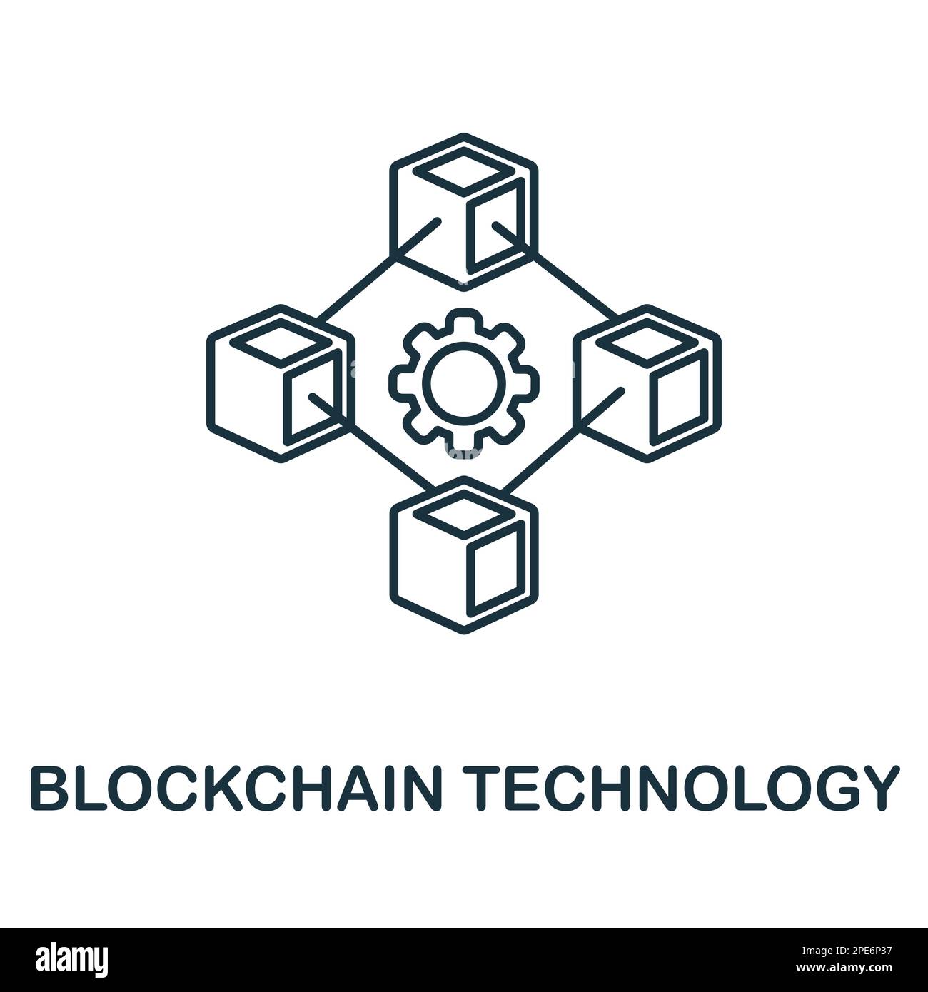 Icône de la ligne technologie blockchain. Monochrome simple blockchain Technology Outline icône pour les modèles, la conception Web et les infographies Illustration de Vecteur