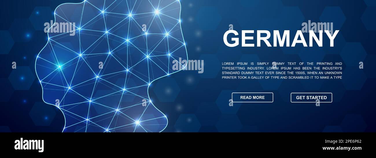 Bannière de promotion de tête poly basse Allemagne 3d. Concept d'illustration de conception de carte d'Allemagne. Illustration d'affiche de carte de pays polygonale horizontale Illustration de Vecteur