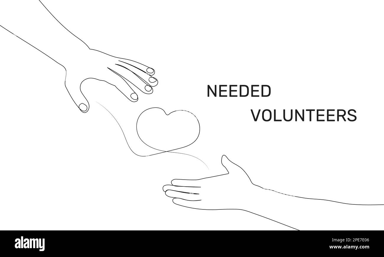 Bénévolat. Une main humaine offre aide et soutien. Bannière nationale des bénévoles, mois national des bénévoles. Illustration de Vecteur