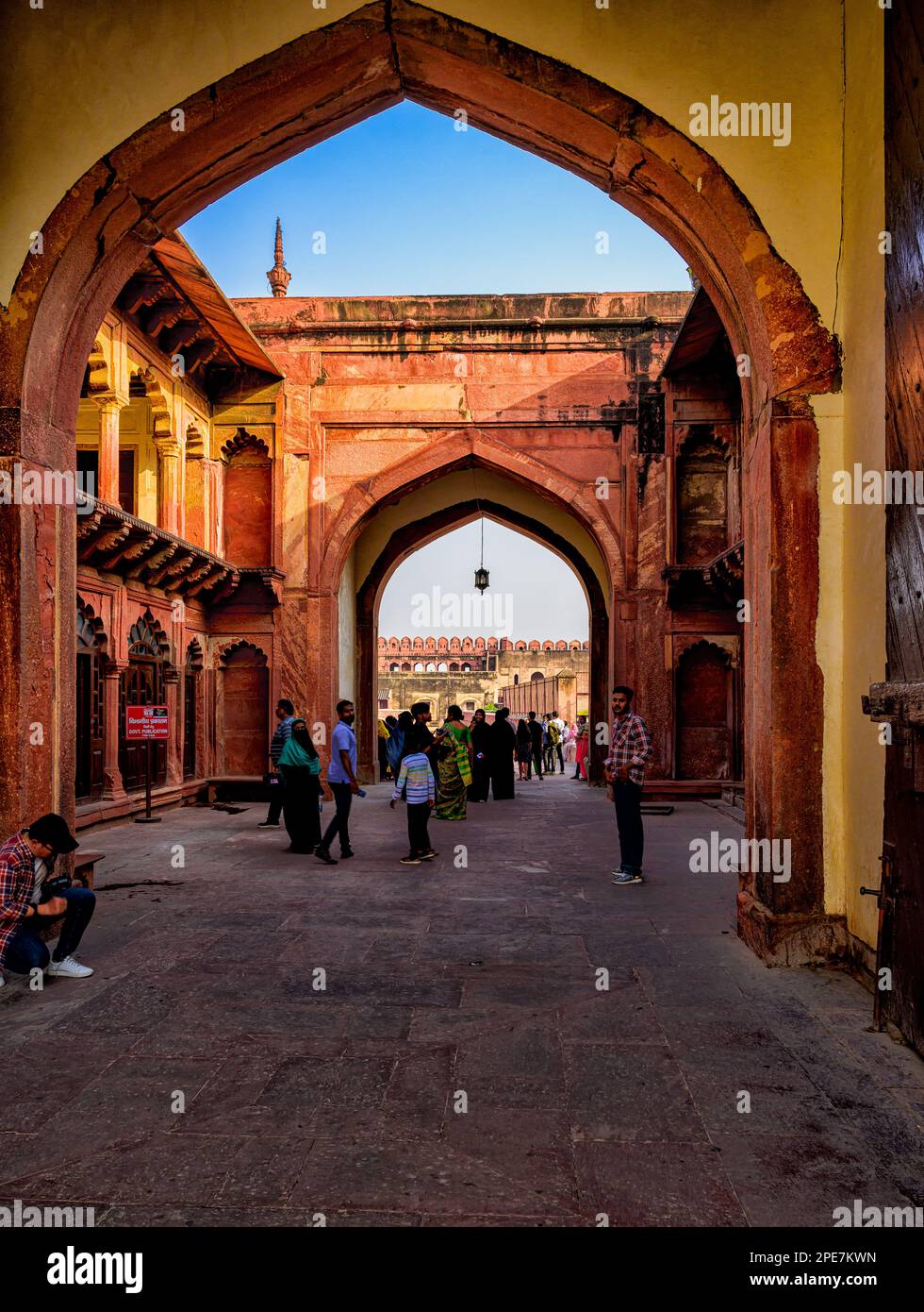 La porte intérieure de la porte Amar singh, l'entrée sud du fort Agra Banque D'Images