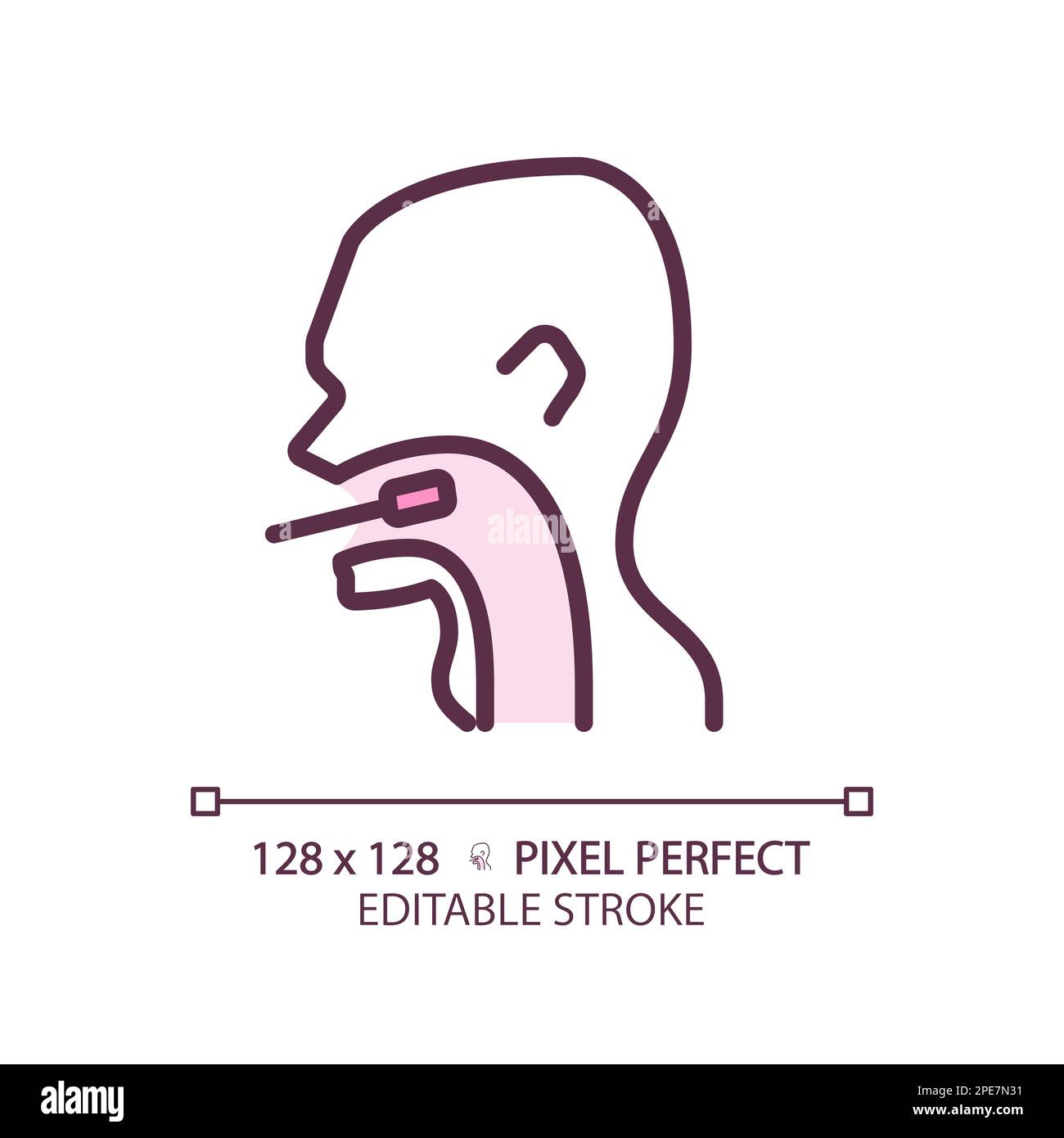 Icône linéaire de couleur RVB Perfect pixel d'examen de gorge Illustration de Vecteur