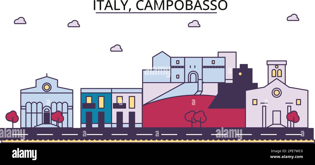 Italie, Campobasso sites touristiques, vecteur ville voyage illustration Illustration de Vecteur