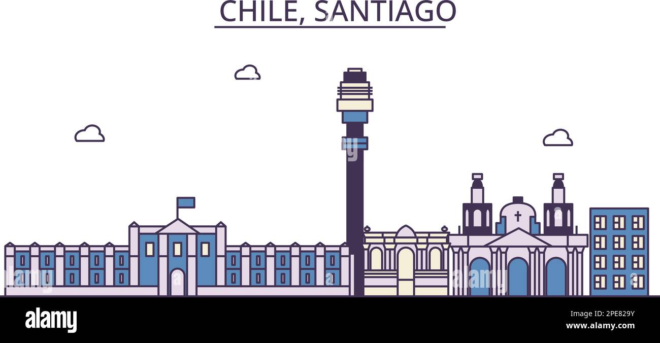 Chili, Santiago sites touristiques, vecteur ville Voyage illustration Illustration de Vecteur