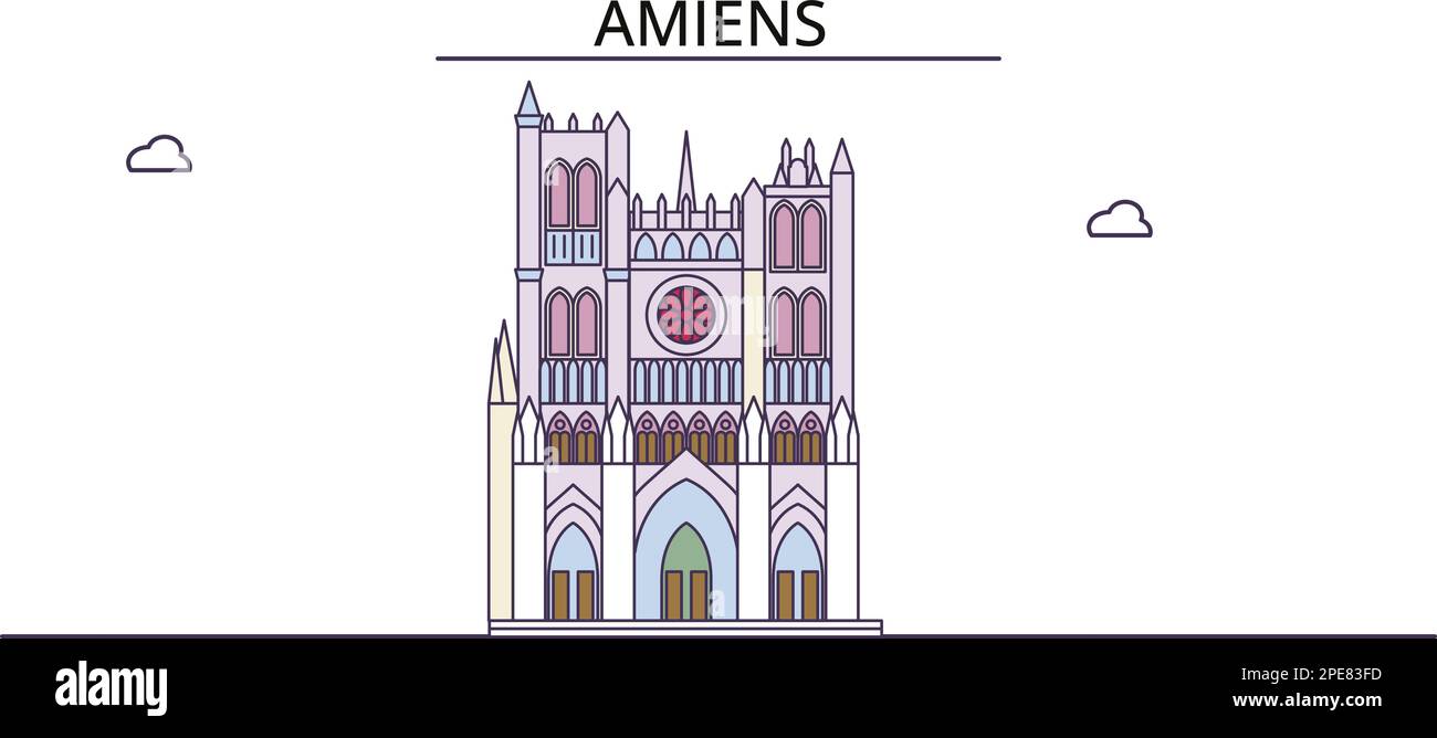 France, Cathédrale d'Amiens sites touristiques, vecteur ville voyage illustration Illustration de Vecteur