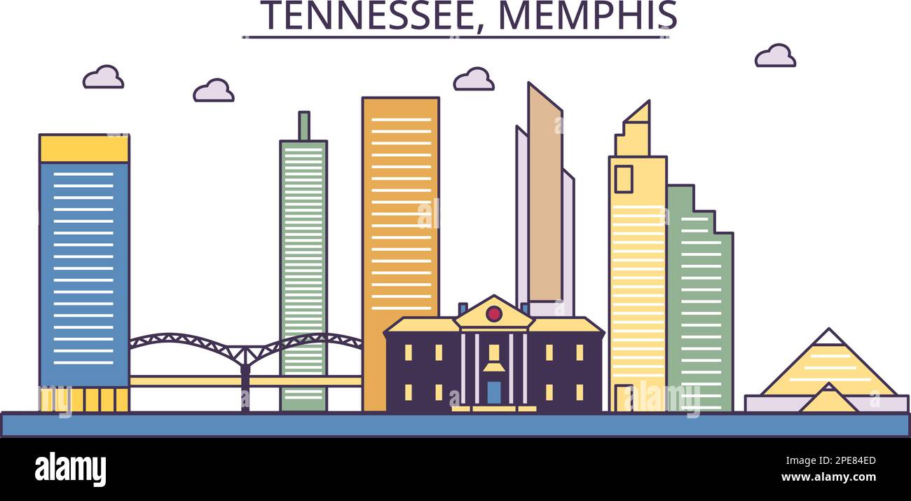 Etats-Unis, Memphis sites touristiques, vecteur ville Voyage illustration Illustration de Vecteur