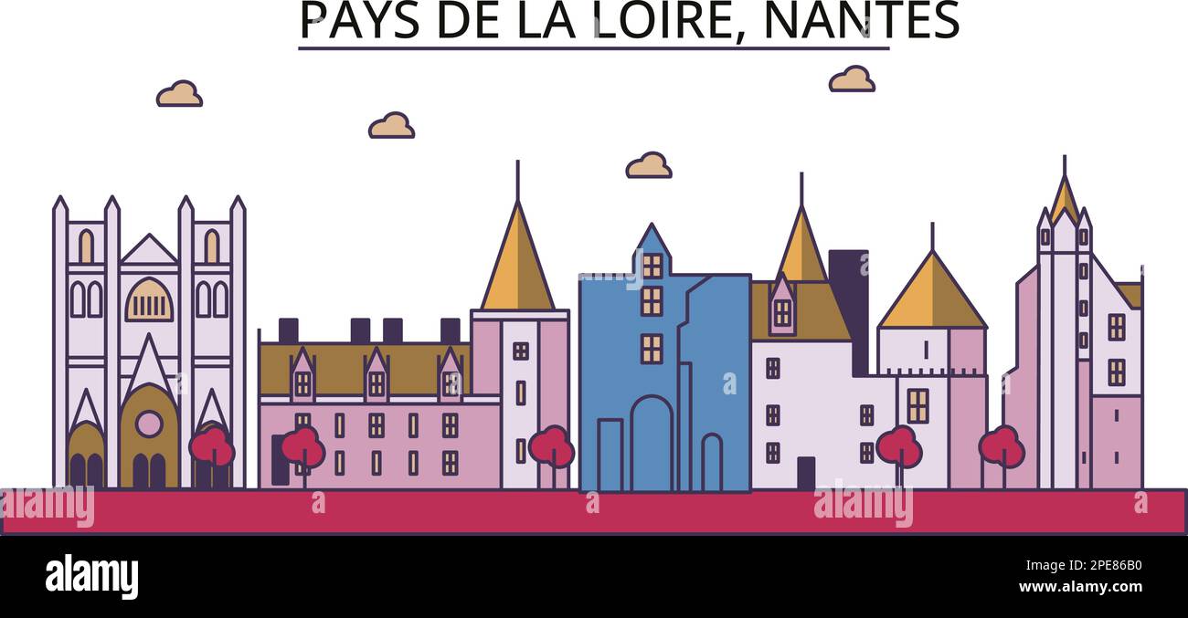 France, Nantes sites touristiques, vecteur ville voyage illustration Illustration de Vecteur