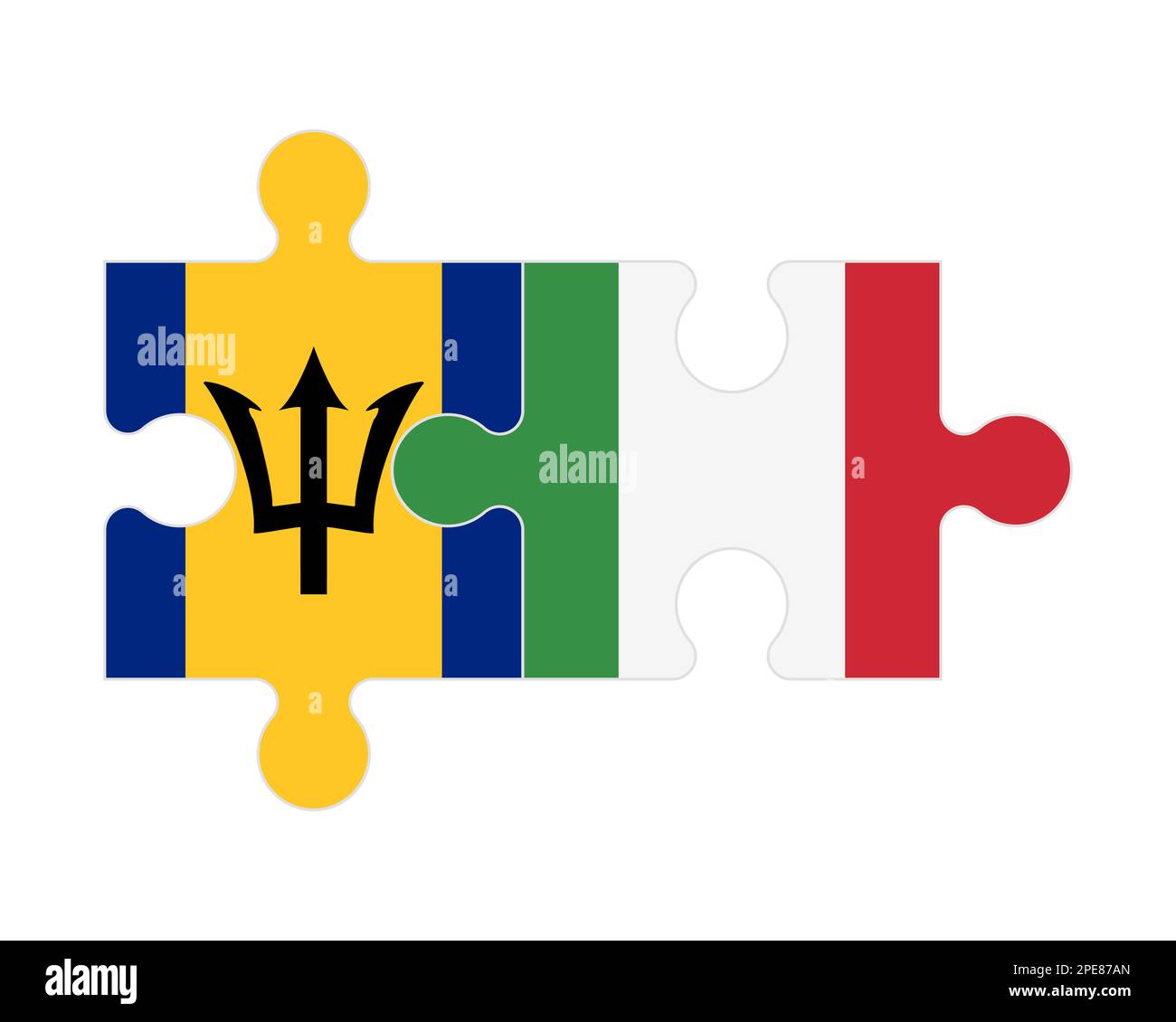 Puzzle connecté des drapeaux de la Barbade et de l'Italie, vecteur Illustration de Vecteur