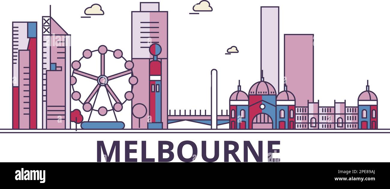 Australie, Melbourne City tourisme sites, vecteur ville voyage illustration Illustration de Vecteur