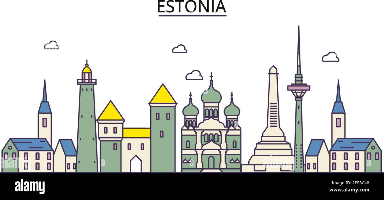Estonie sites touristiques, vecteur ville voyage illustration Illustration de Vecteur