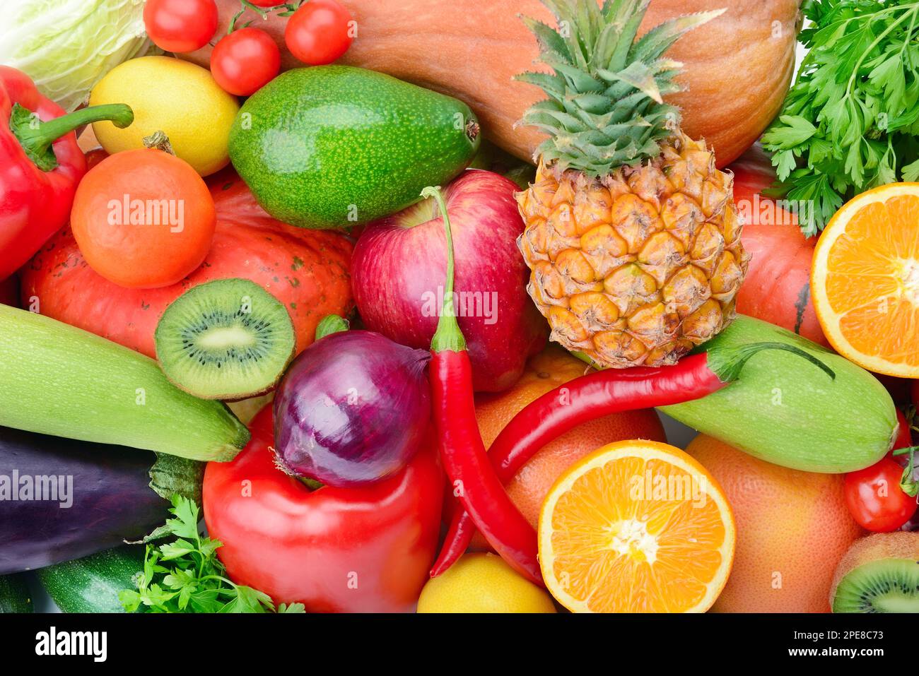Contexte de la collection fruits et légumes frais . Aliments biologiques sains. Banque D'Images