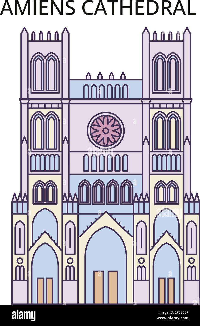 France, Cathédrale d'Amiens site touristique sites touristiques, vecteur ville voyage illustration Illustration de Vecteur