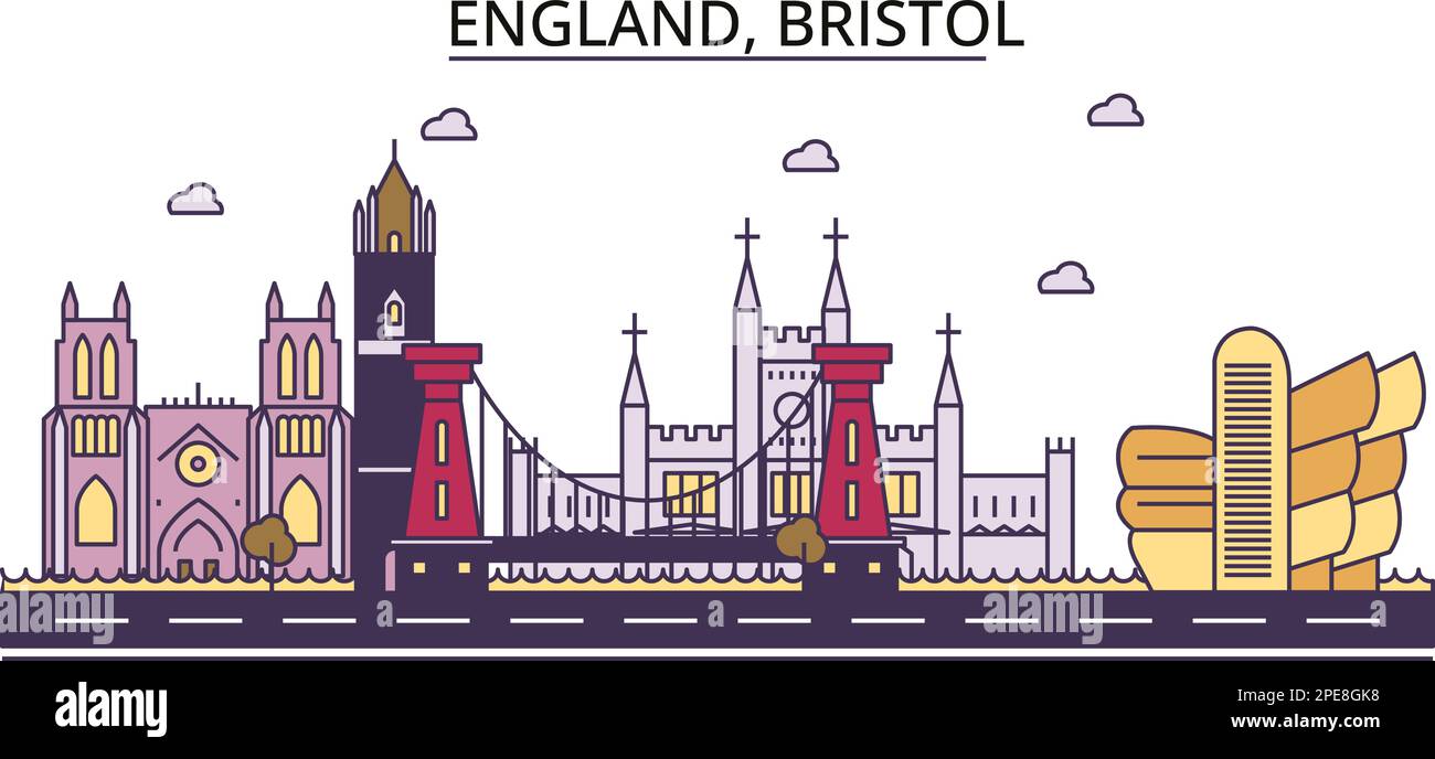 Royaume-Uni, Bristol sites touristiques, vecteur ville Voyage illustration Illustration de Vecteur