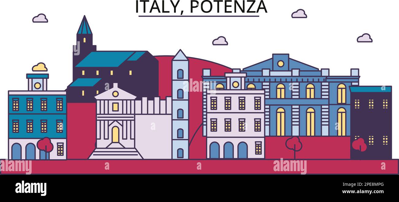 Italie, Potenza sites touristiques, vecteur ville voyage illustration Illustration de Vecteur