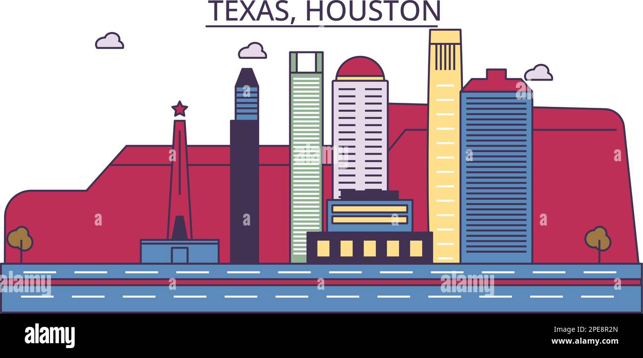 Etats-Unis, Houston sites touristiques, vecteur ville Voyage illustration Illustration de Vecteur