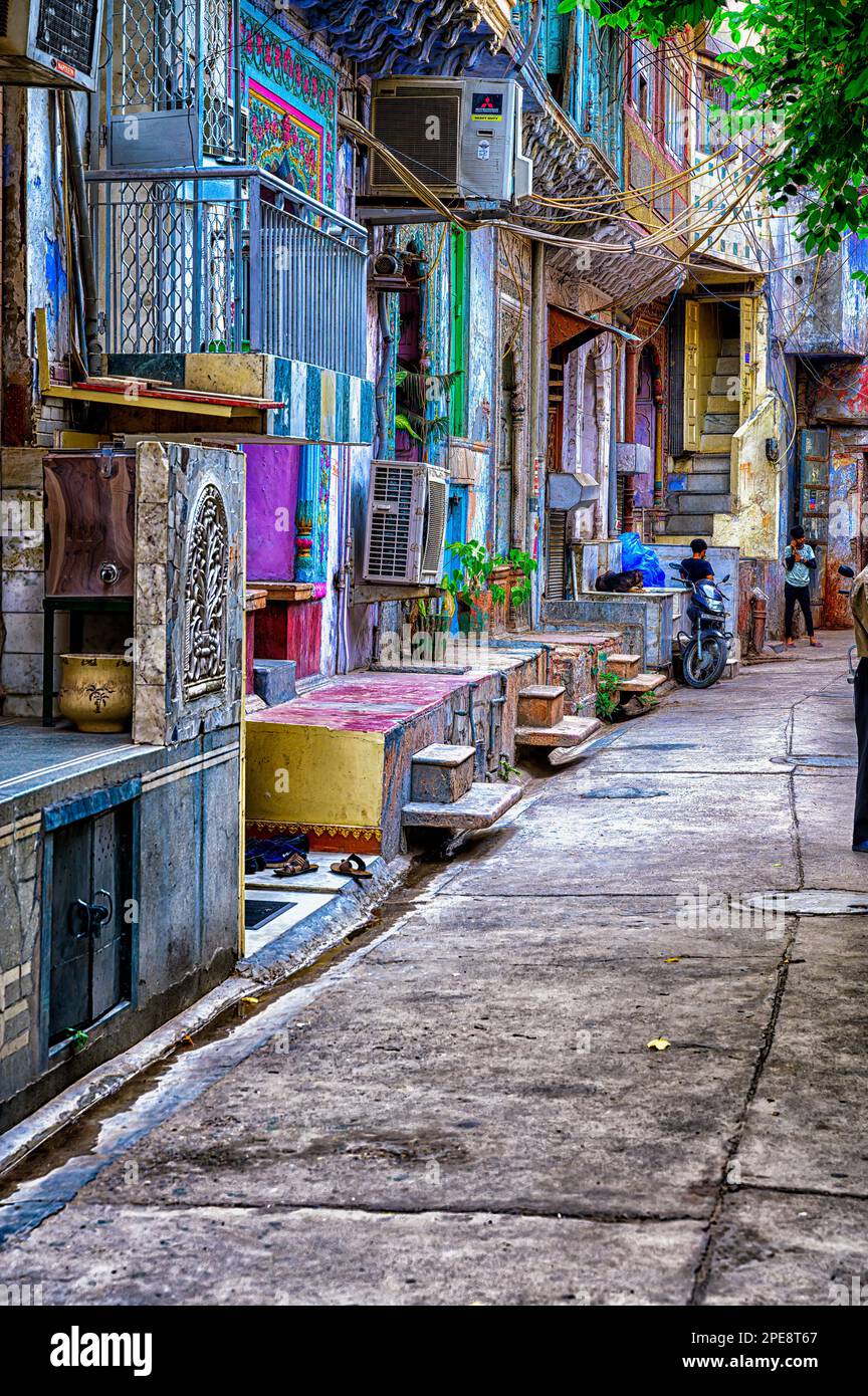 Chandni Chowk, rue latérale dans la vieille ville de Delhi Banque D'Images