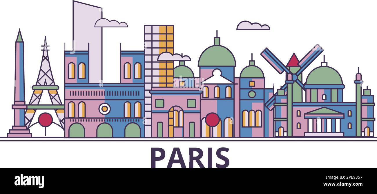 France, Paris sites touristiques de la ville, vecteur ville voyage illustration Illustration de Vecteur