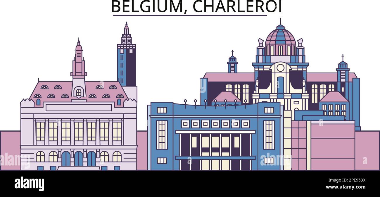Belgique, Charleroi sites touristiques, vecteur ville voyage illustration Illustration de Vecteur