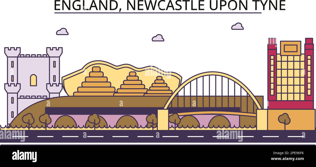 Royaume-Uni, Newcastle upon Tyne sites touristiques, vecteur ville Voyage illustration Illustration de Vecteur