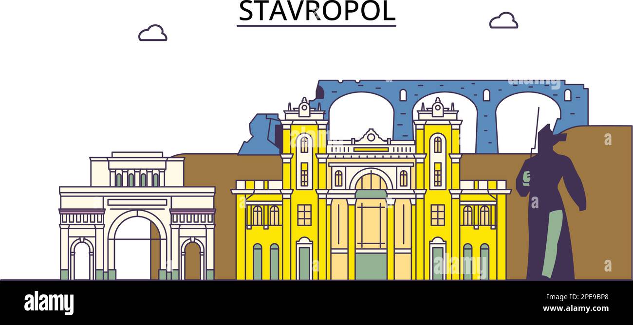 Russie, sites touristiques de Stavropol, illustration de voyage de ville vecteur Illustration de Vecteur