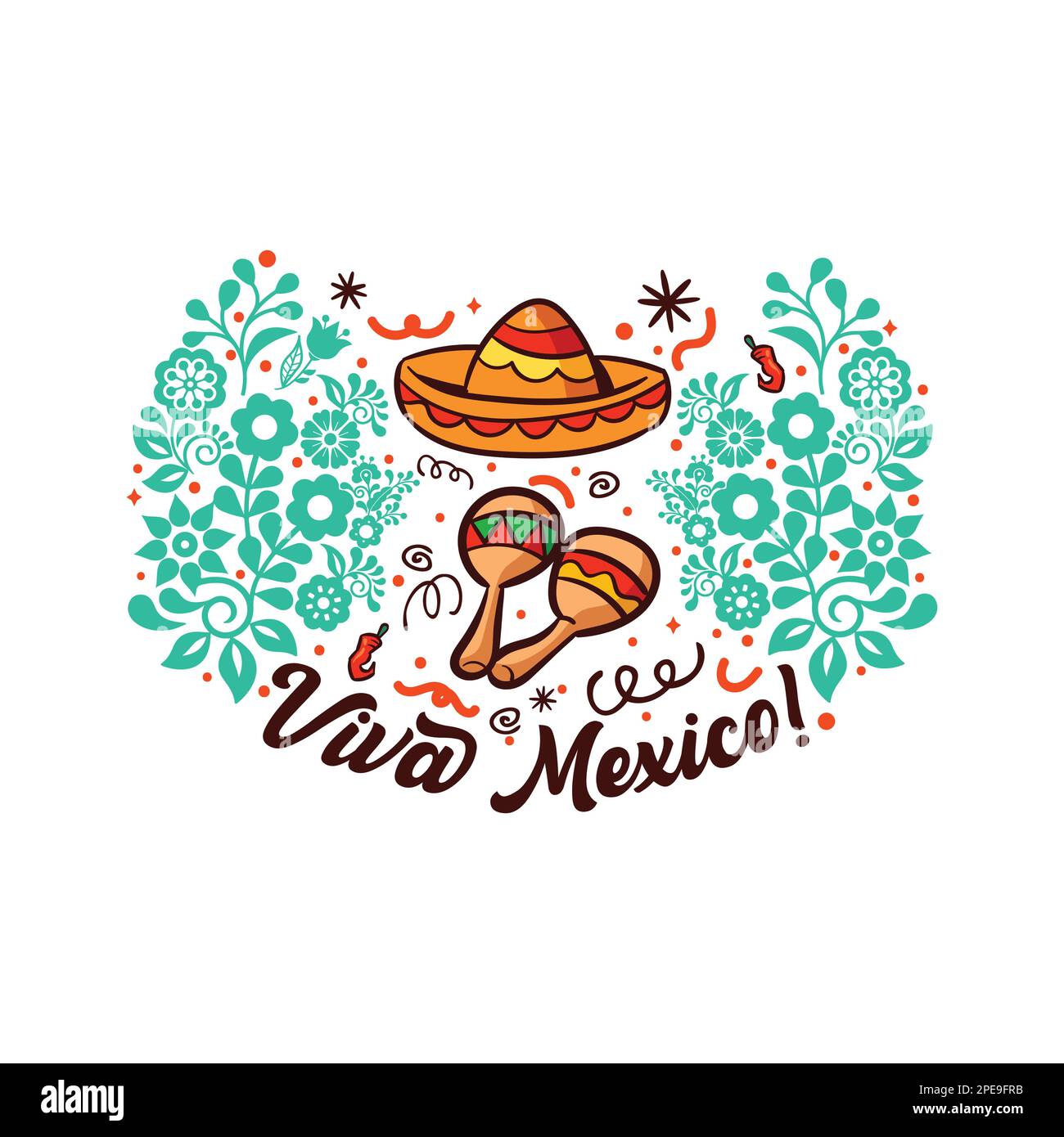 5 mai, vacances fédérales au Mexique, Viva Mexique affiche, viva mexique lettrage, citation carte de vœux pour les vacances mexicaines Illustration de Vecteur