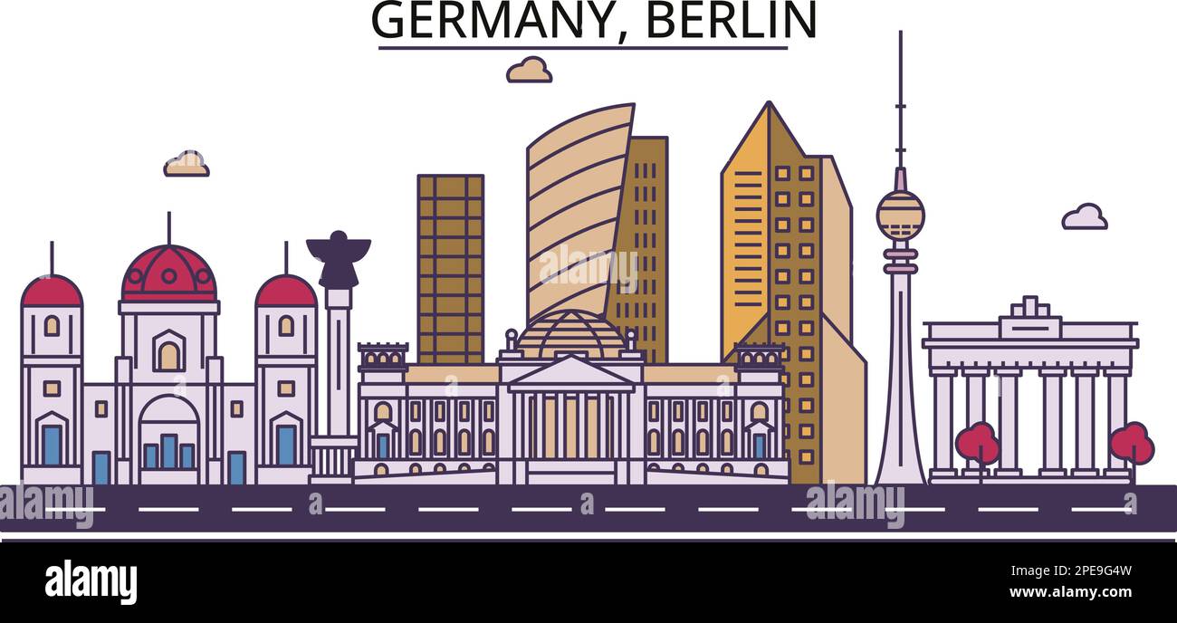 Allemagne, Berlin sites touristiques, vecteur ville voyage illustration Illustration de Vecteur