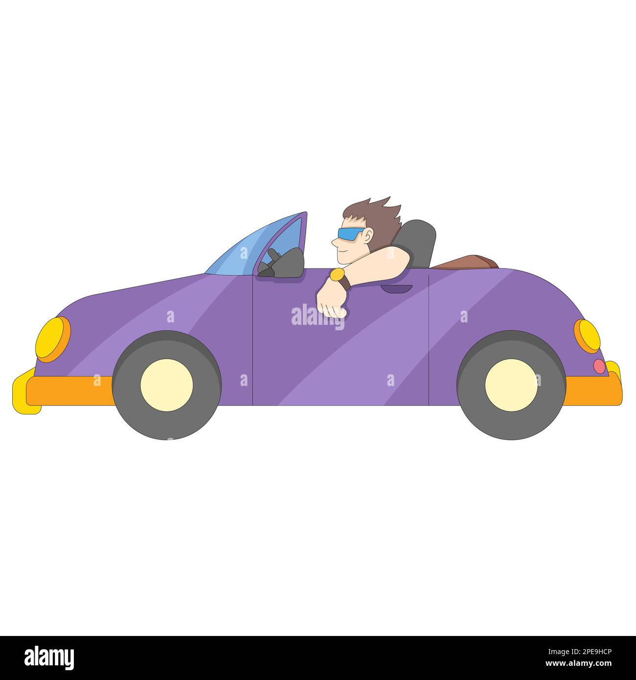 cool, beau et riche gars est de conduire la voiture Illustration de Vecteur