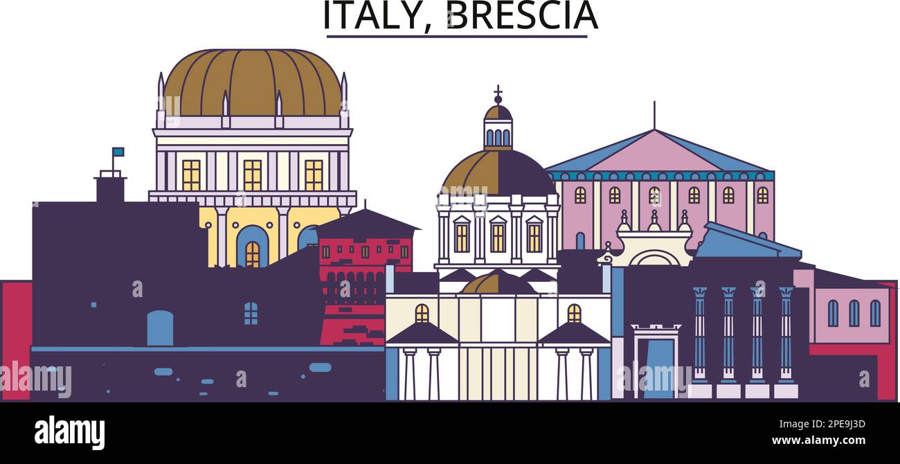 Italie, Brescia sites touristiques, vecteur ville voyage illustration Illustration de Vecteur