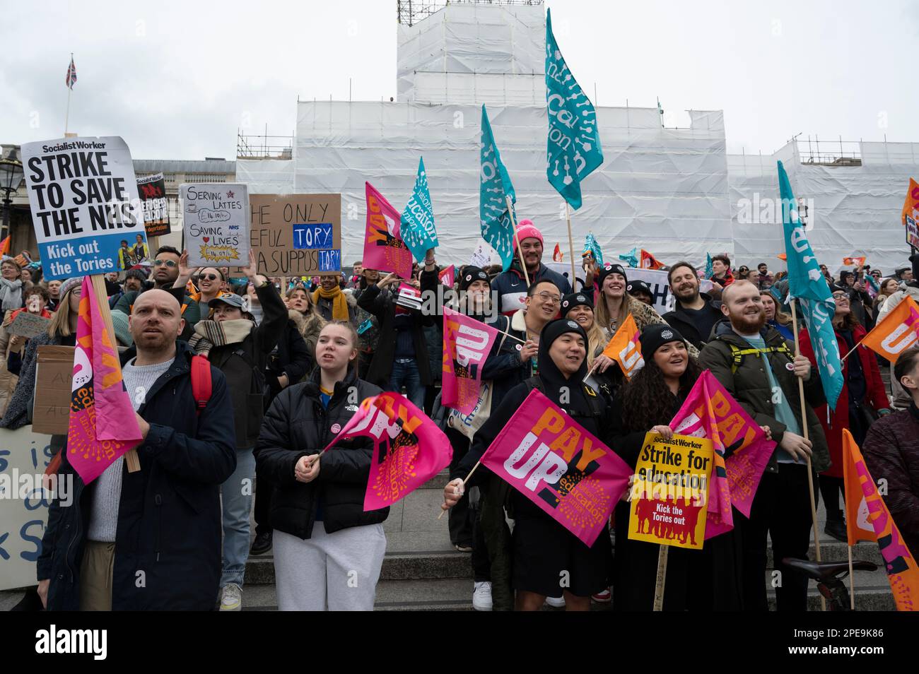 15 mars 2023. Mars et rassemblement d'enseignants en grève, de médecins juniour et de fonctionnaires Banque D'Images