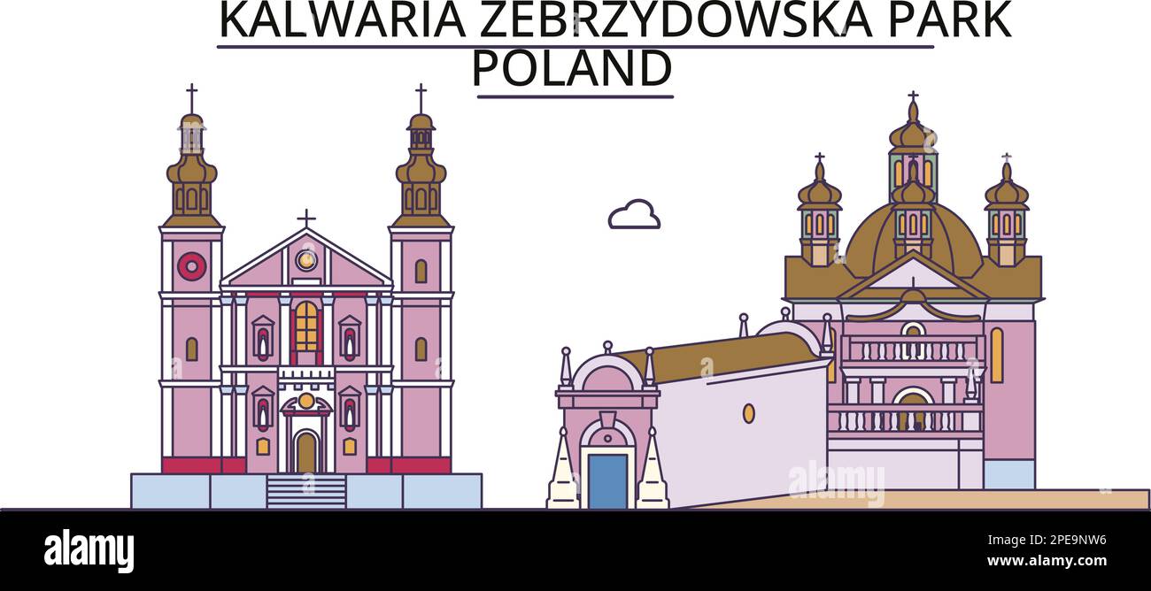 Pologne, Kalwaria Zebrzydowska sites touristiques, vecteur ville Voyage illustration Illustration de Vecteur