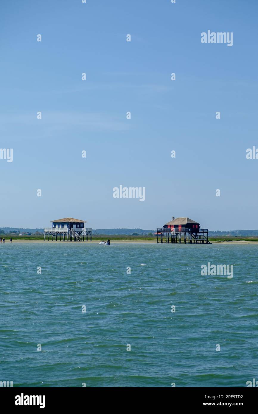 Cabane Tchanquées dans le bassin d'Arcachon, en France Banque D'Images