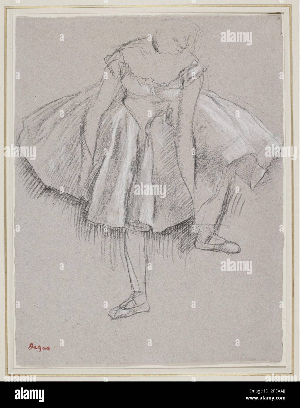 Anglais: Danseuse rajudant fils chausson 1880/1886 par Edgar Degas Banque D'Images
