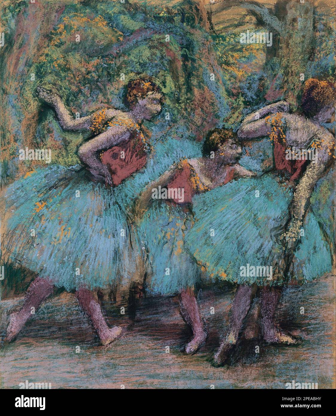 Anglais : trois danseurs (tutus bleu, corsages rouge) c1903 par Edgar Degas Banque D'Images