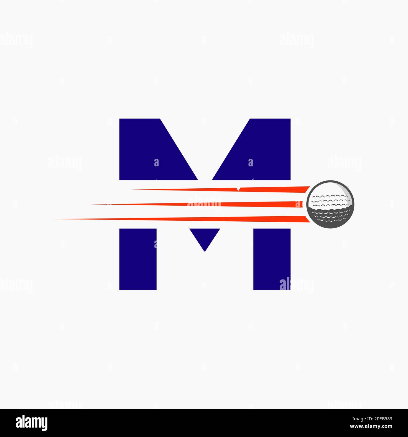 Logo lettre M Golf. Affiche initiale de l'Académie de hockey/sport, symbole du club Illustration de Vecteur