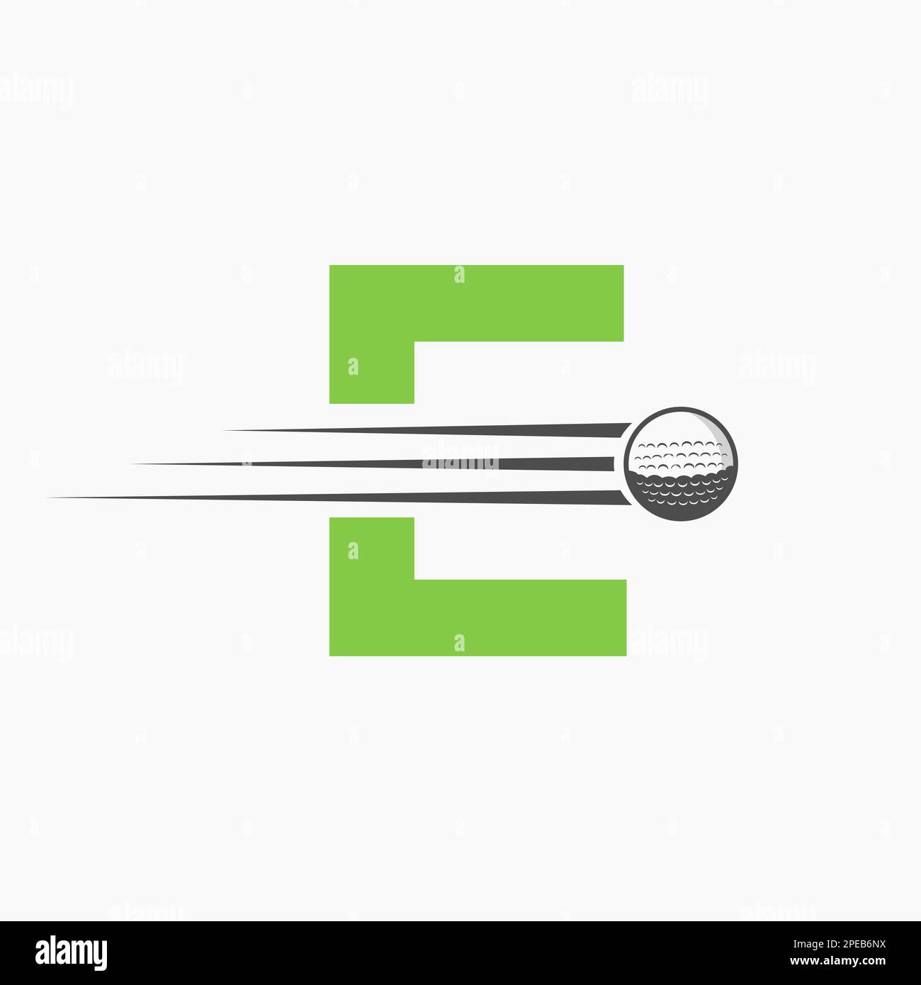 Logo lettre E Golf. Affiche initiale de l'Académie de hockey/sport, symbole du club Illustration de Vecteur