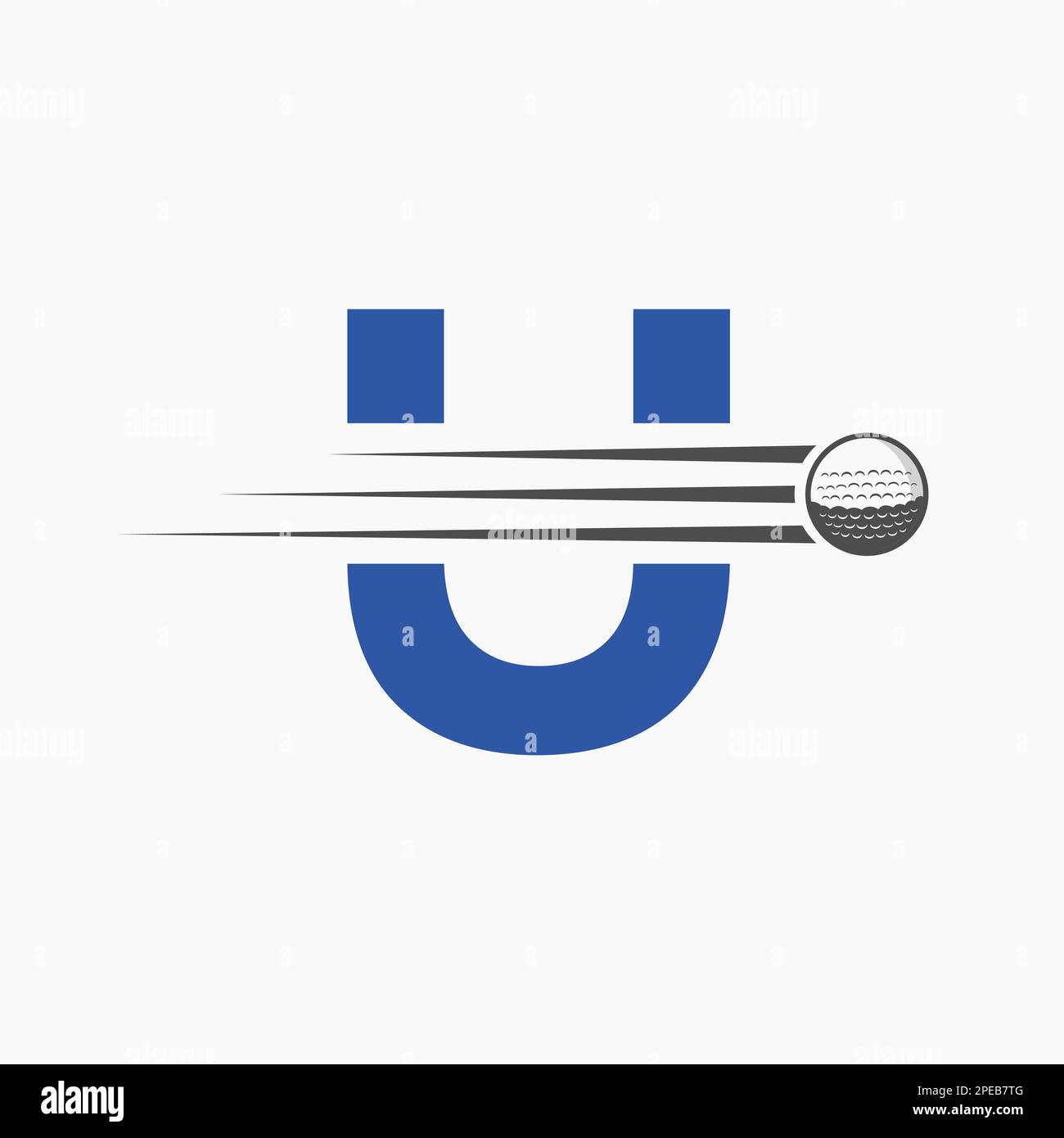 Logo lettre U Golf. Affiche initiale de l'Académie de hockey/sport, symbole du club Illustration de Vecteur