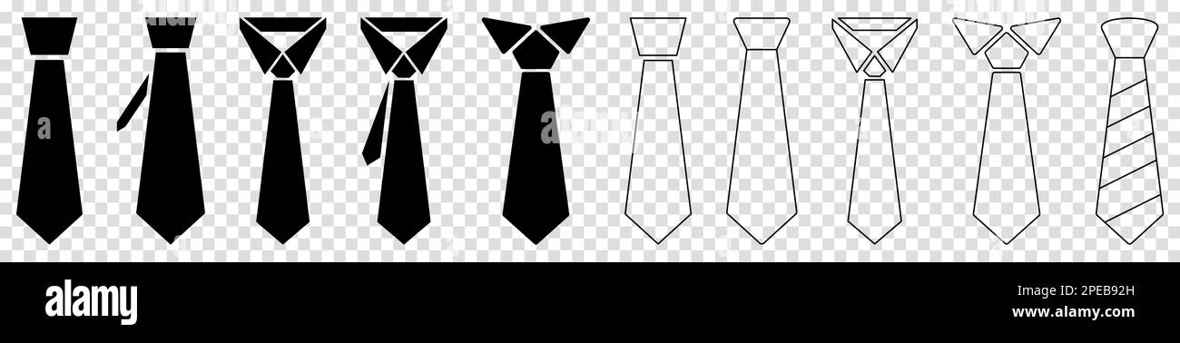 Icônes de cravate. Style art plat et ligne. Illustration vectorielle isolée sur fond transparent Illustration de Vecteur