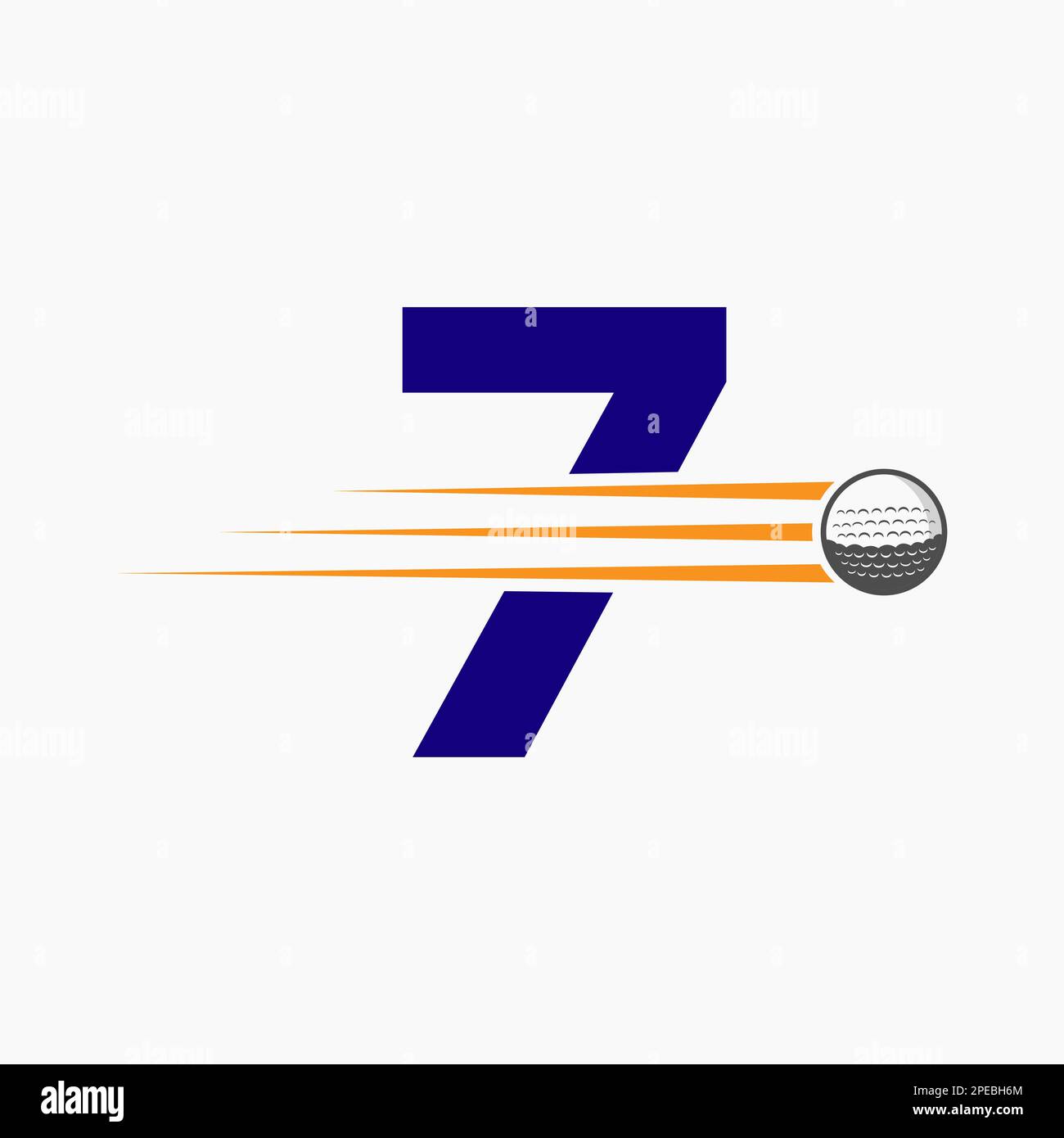 Logo lettre 7 Golf. Affiche initiale de l'Académie de hockey/sport, symbole du club Illustration de Vecteur