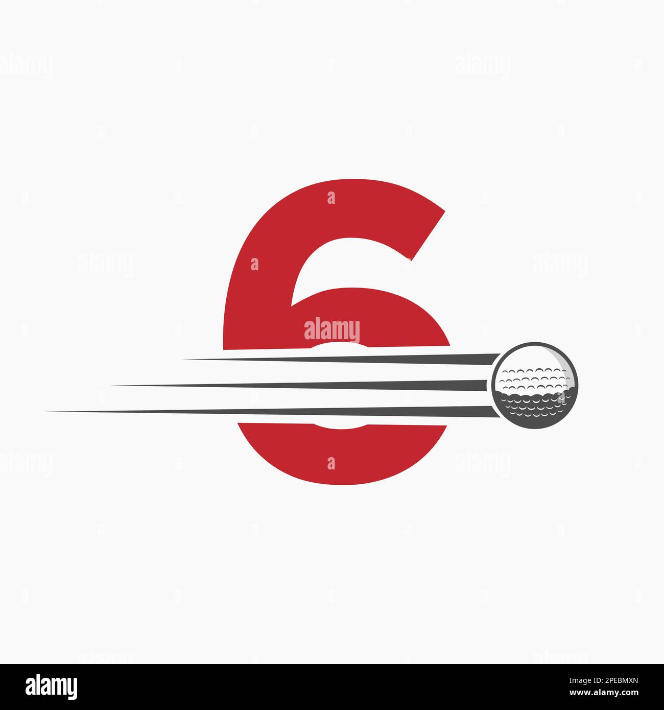 Logo lettre 6 Golf. Affiche initiale de l'Académie de hockey/sport, symbole du club Illustration de Vecteur