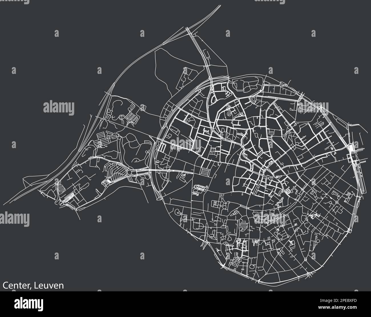 Carte des rues du QUARTIER CENTRUM (CENTRE), LOUVAIN Illustration de Vecteur