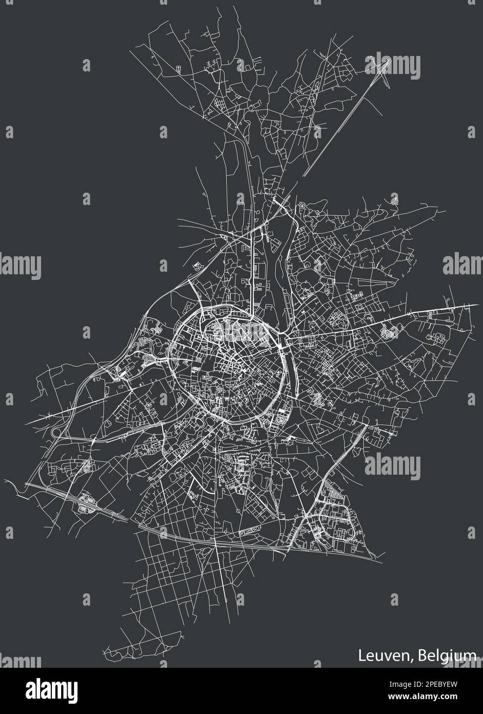 Carte des rues de LOUVAIN, BELGIQUE Illustration de Vecteur