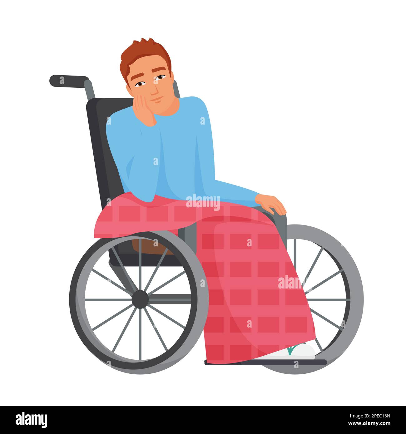 Garçon handicapé en fauteuil roulant. Problèmes de marche, assis dans un fauteuil roulant illustration de dessin animé vectoriel Illustration de Vecteur