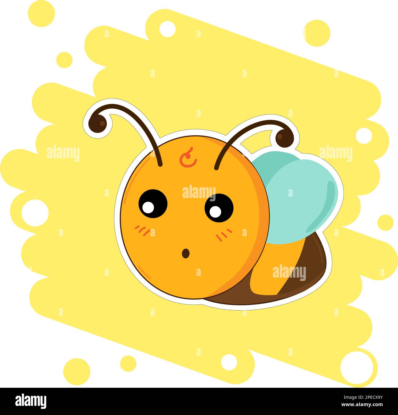 Abeille drôle sur fond jaune Illustration de Vecteur