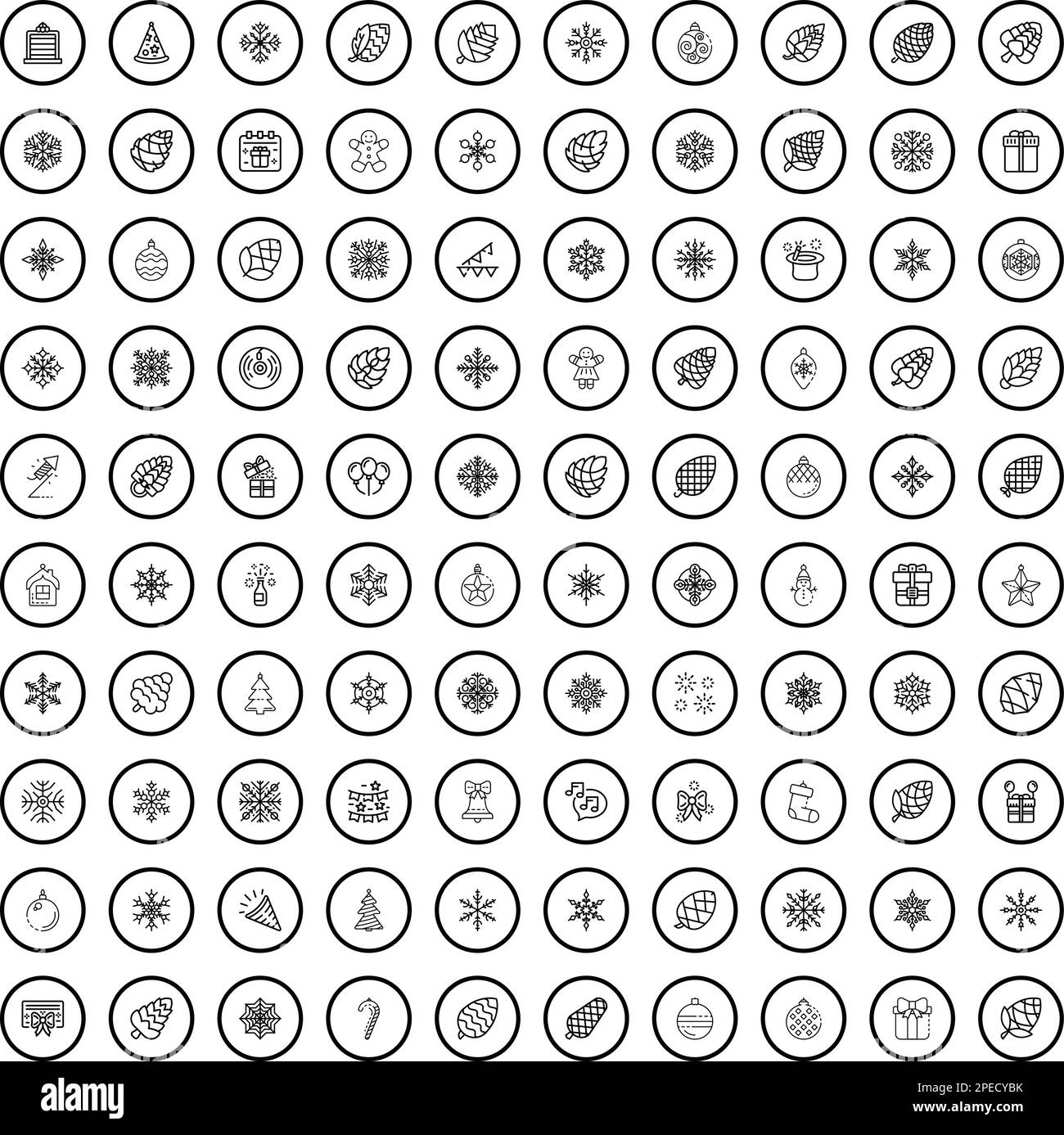 ensemble de 100 icônes de noël. Illustration de 100 icônes de noël ensemble de vecteur isolé sur fond blanc Illustration de Vecteur