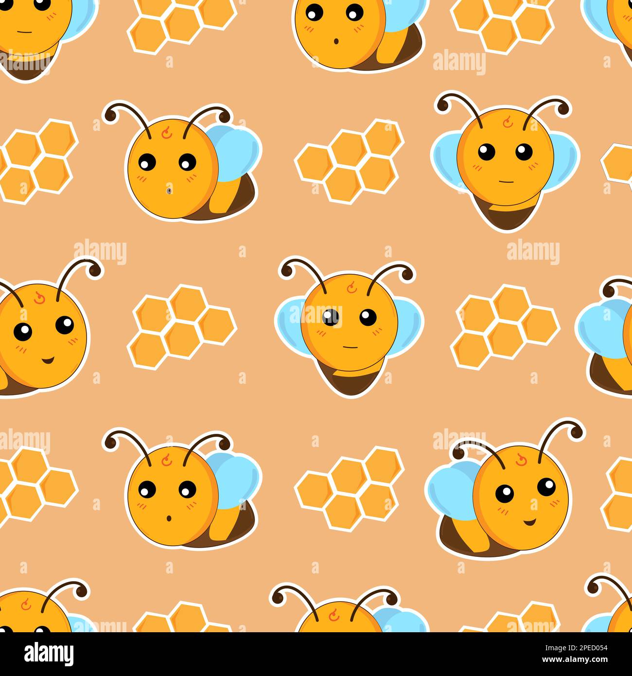 Motif vectoriel sans couture avec abeille. Illustration de Vecteur