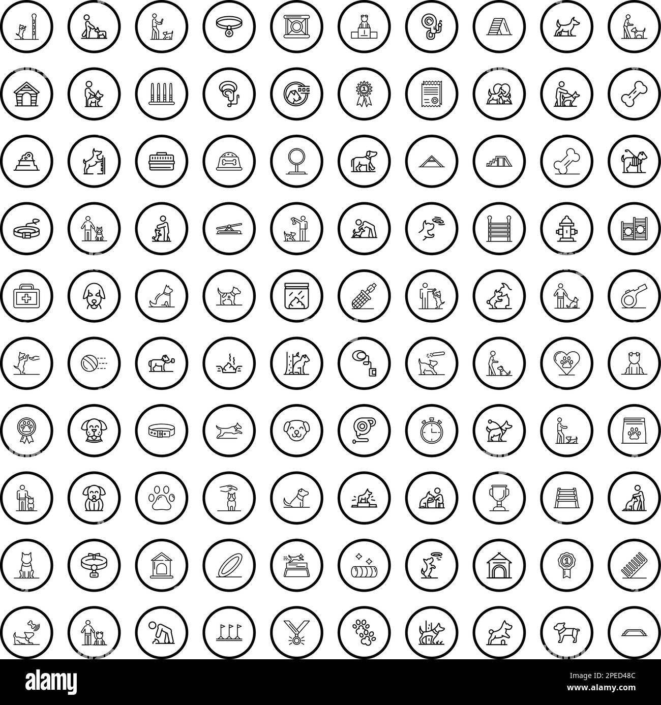ensemble de 100 icônes de chien. Illustration de 100 icônes de chien ensemble de vecteurs isolé sur fond blanc Illustration de Vecteur