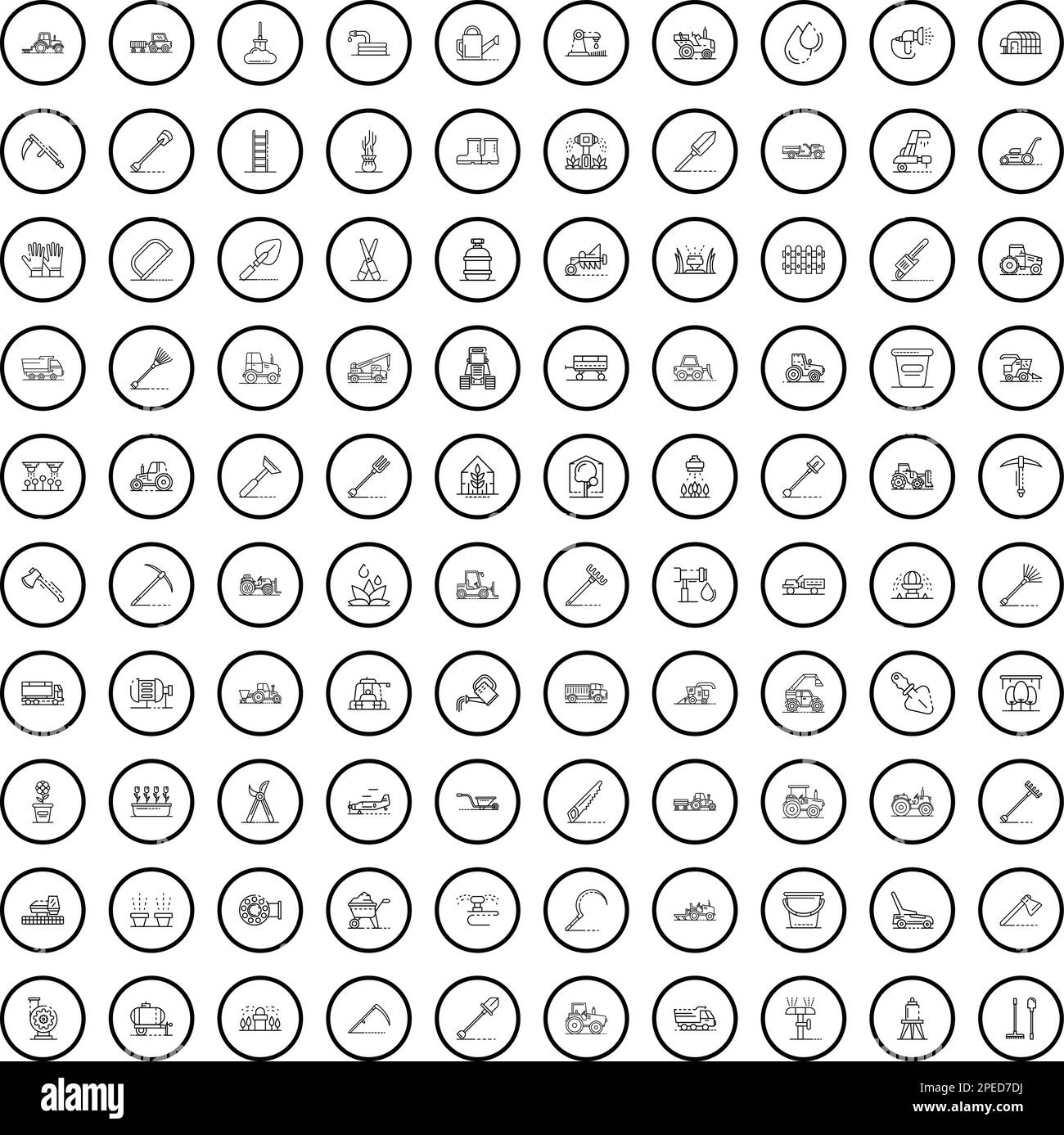 ensemble de 100 icônes d'exploitation. Illustration de 100 icônes de ferme ensemble de vecteurs isolé sur fond blanc Illustration de Vecteur