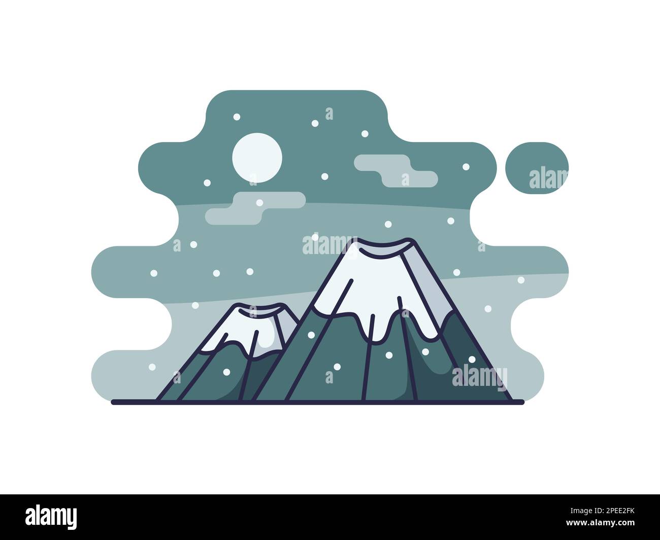 Mountain Winter Cartoon isolé sur fond blanc. Conception d'illustrations vectorielles. Illustration de Vecteur